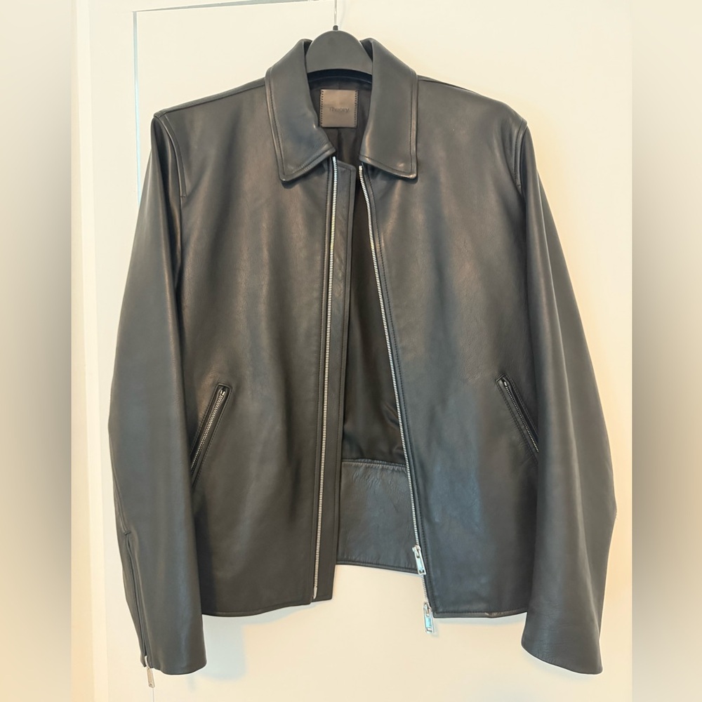 Theory Men’s Leather Jacket Black Size Medium